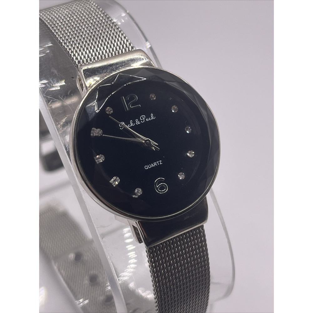 Peck & Peck Watch Women's‎ Black Dial Mesh Metal Band- New Battery
